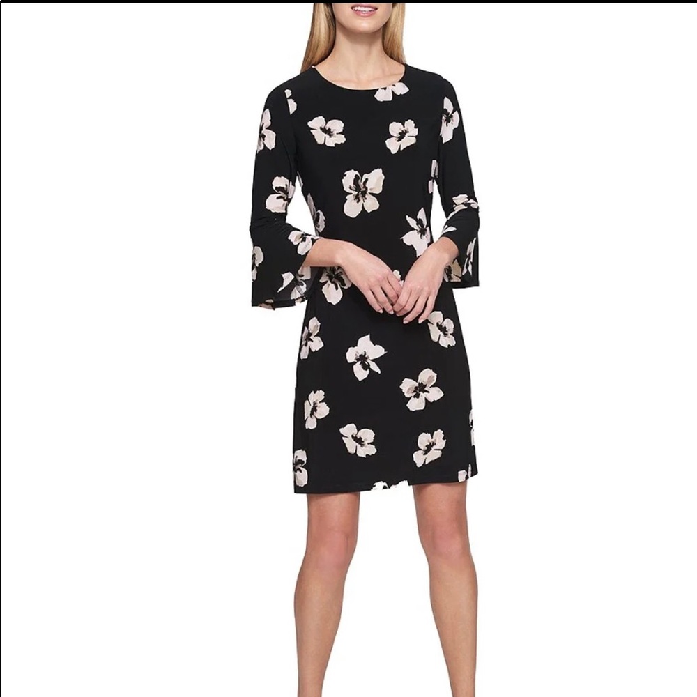 Tommy Hilfiger black floral knit dress Size 2